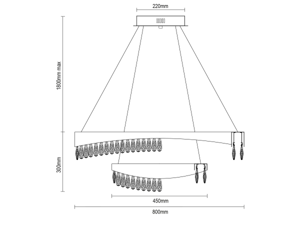 AURORA závesný krištáľový luster 800+450 - V30078 13