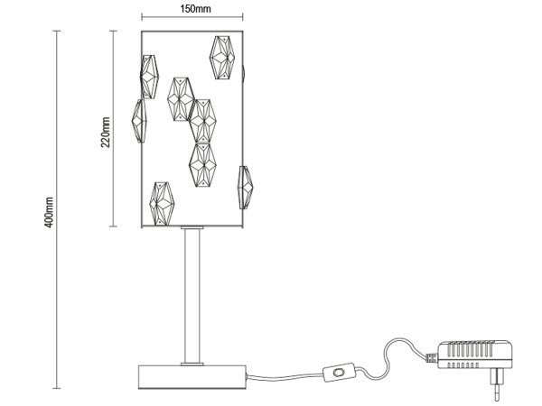 CLARIS stolná krištáľová lampa - V30011 7