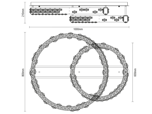 CLARIS stropný krištáľový luster 800+600 - V30009 9