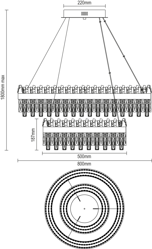 ROCOCO függesztett kristálycsillár 800+500 – V30104 8