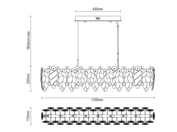 CHOREO závesný luster 1100x170 - V20111 9